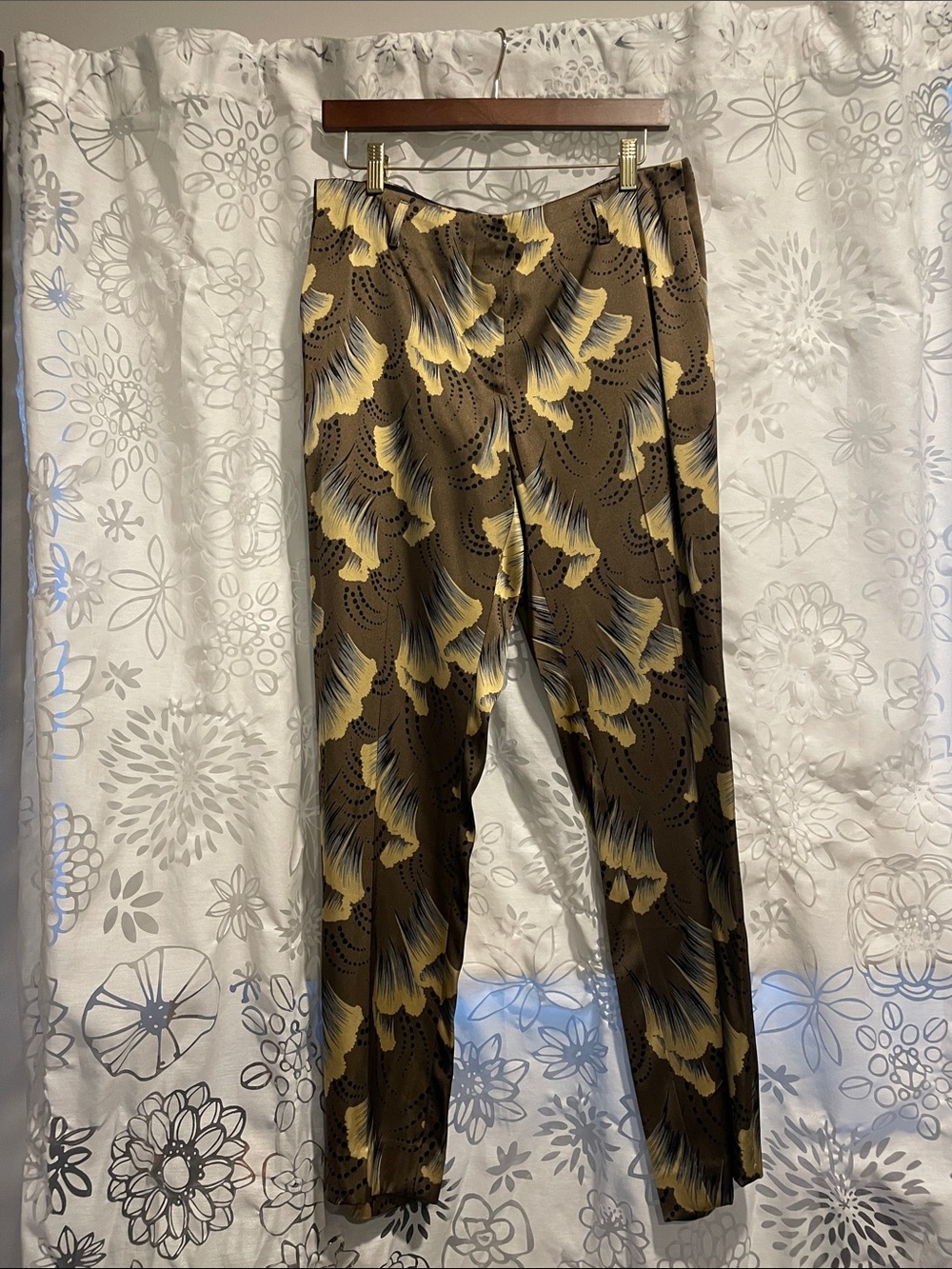 Dries Van Noten Brown/cream/blueish gray/black Patterned Dress Pants